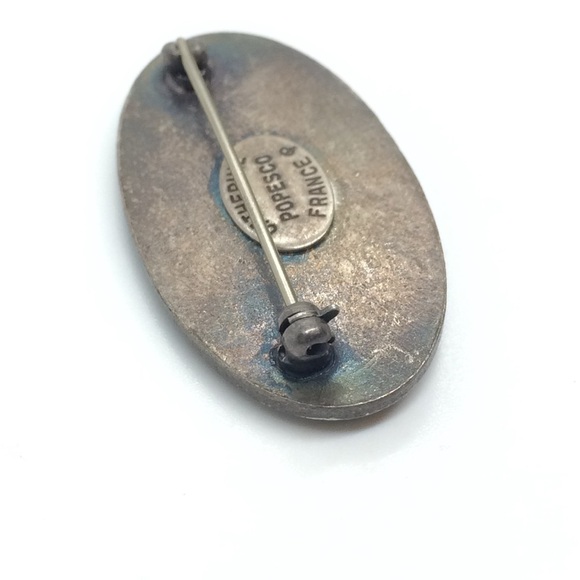 3/$30 VINTAGE 80S CATHERINE POPESCO FRANCE BROOCH BLACK ENAMEL RHINESTONES - Picture 12 of 12